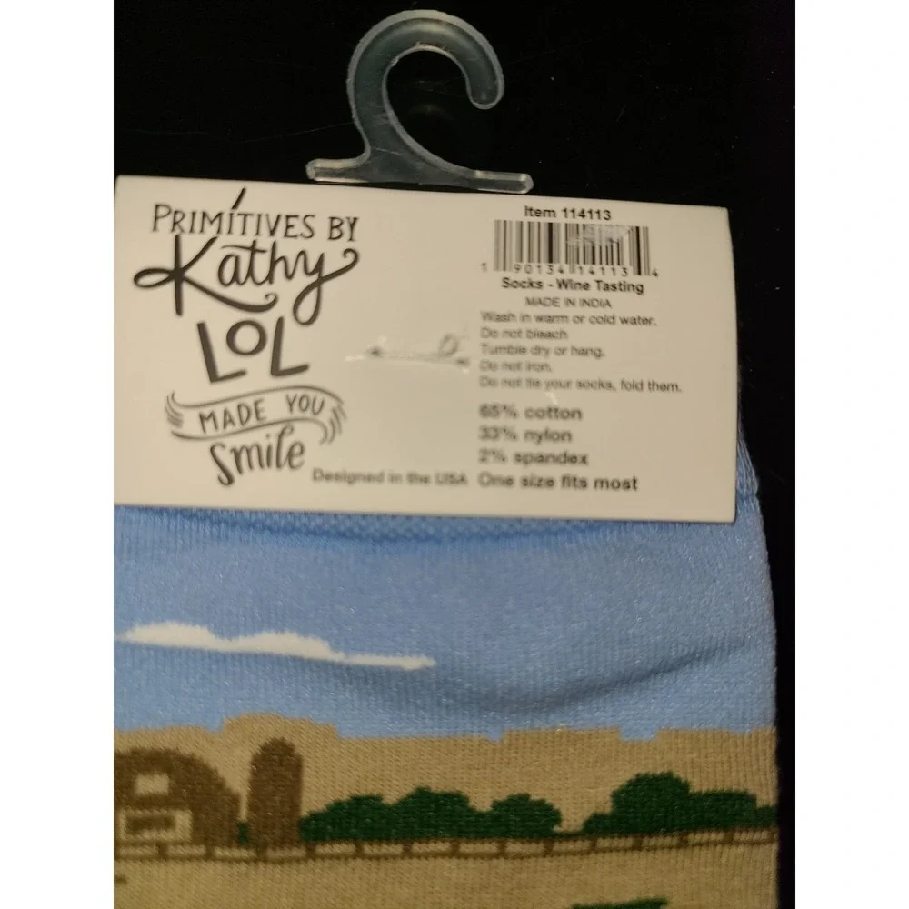Primitives by Kathy Novelty Socks‎ for Women - I'd Rather Be Wine Tasting - NEW